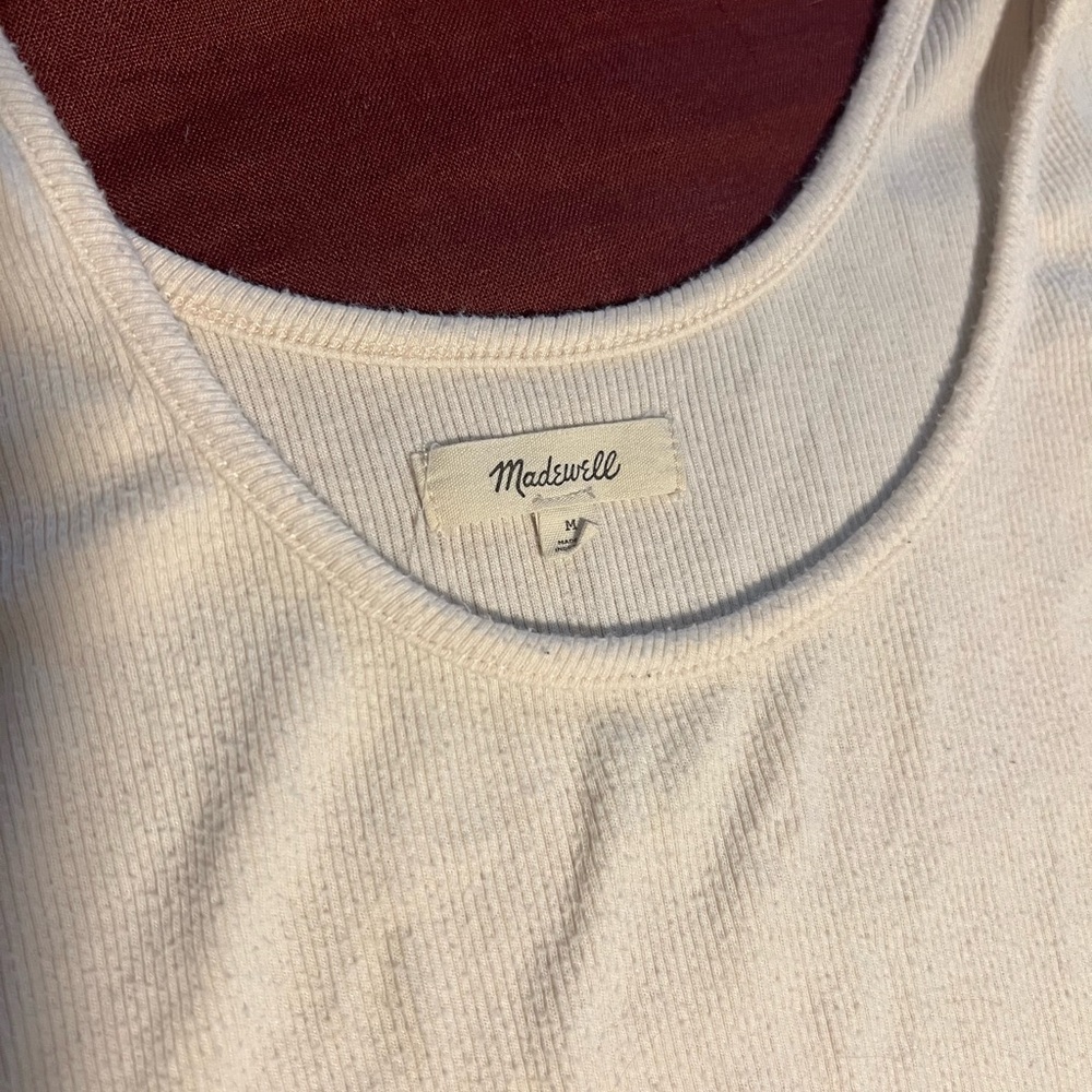 Madewell Cream Ribbed Crop Top